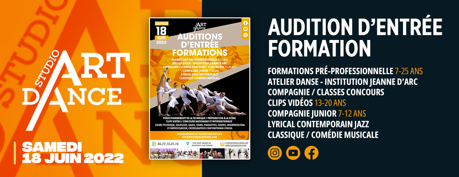 Audition d'entrÃ©e Formation 2022 - Studio Arts Dance